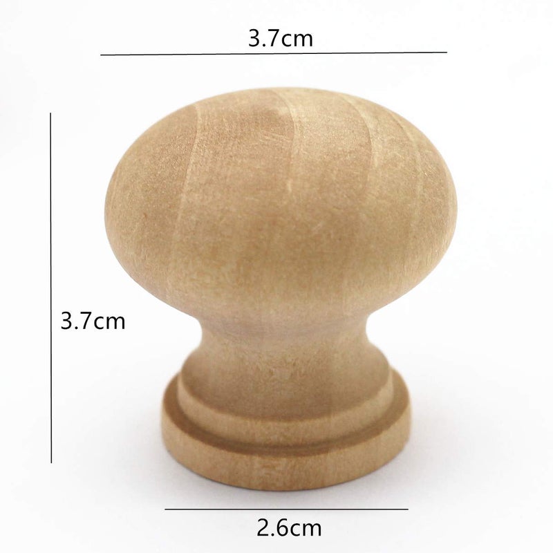 WEICHUAN 16PCS Round Unfinished Wood Cabinet Furniture Drawer Knobs Pulls Handles (Diameter: 3.7cm Height: 3.7cm) - Image 2